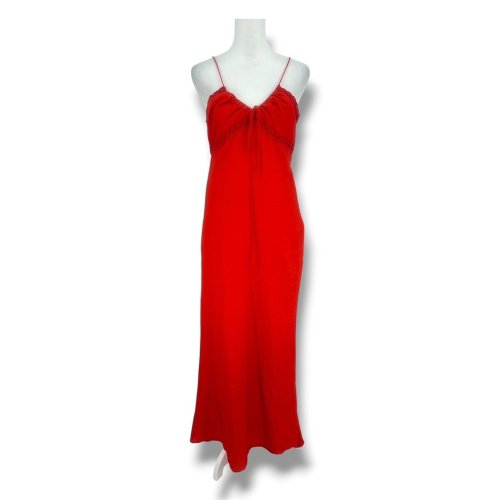Princess Polly Emily‎ Maxi Dress Red US 8 Lace Trim Slip Dress Coquette Romantic